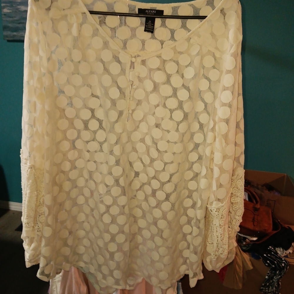 Aleani Cream Polka Dot Blouse